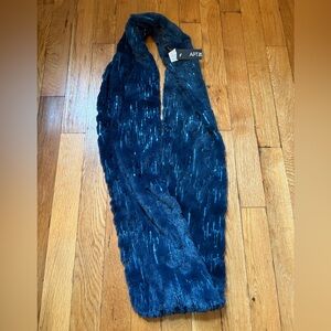 Apt. 9 Navy Faux Fur Infinity Scarf with Sequins NWT